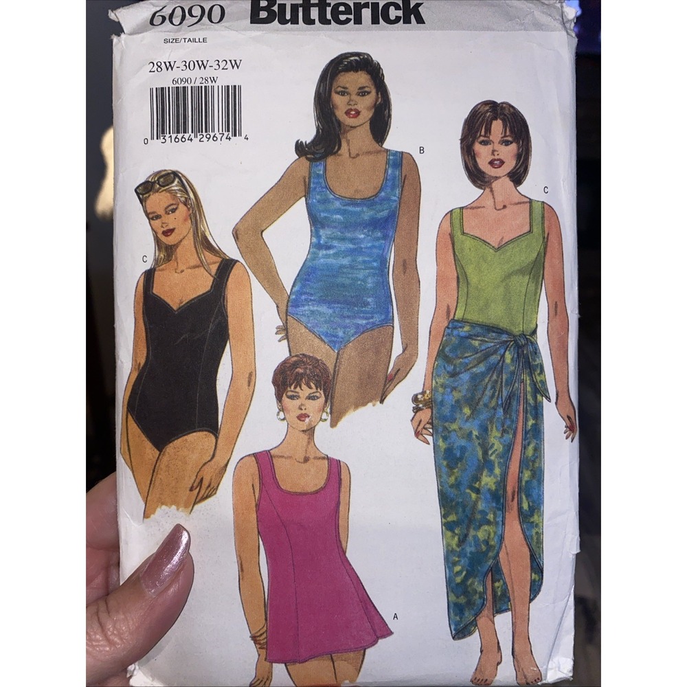 Butterick 6090 Plus Size Swimsuit & Cover-Up Sewing Pattern 28W-32W Uncut